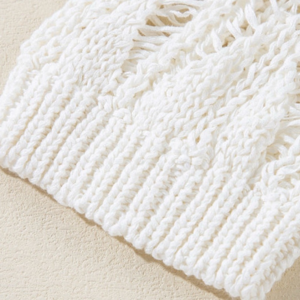 Cream Crochet Loose Fit Sweater - Picture 10 of 12